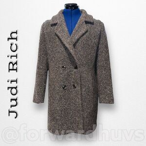 Judi Rich Wool Blend Double Breasted Jacket Size Lg